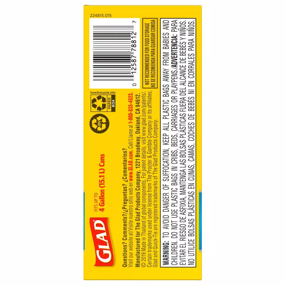 Glad OdorShield Quick-Tie Small Trash Bags, 4 Gal, Fresh Clean Scent, 26 Count