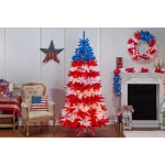 Sterling 7.5 ft. Patriotic America Pre-Lit Artificial Christmas Tree - Red, White and Blue with 1040 Lights thumbnail 3