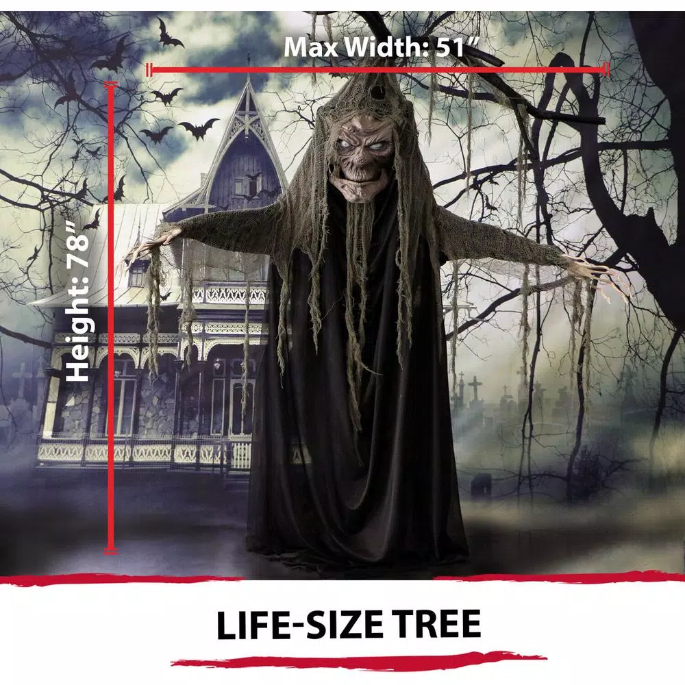 Haunted Hill Farm 6.5 ft. Animatronic Talking Tree Halloween Prop with Sound and Lights