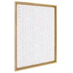 Kate and Laurel Calter Gold Geo Magnetic Memo Board - Gold and White Geometric Patterned Wall Organizer thumbnail 1