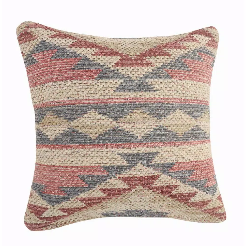 LR Home Eclectic Multi-color Southwestern Graphic Throw Pillow, 18 x 18 in, 100% Cotton