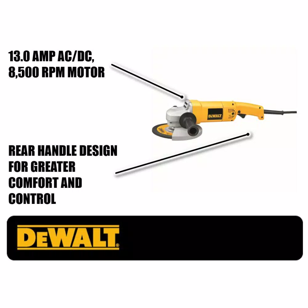 DEWALT 7 in. Heavy Duty Angle Grinder, 13 Amp, 8000 rpm with Bag and Wheels