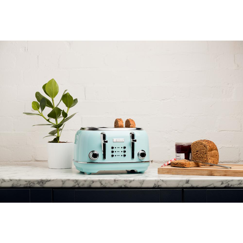 Haden Heritage 4-Slice Retro Wide Slot Toaster, 1500W, Turquoise