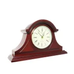 Bedford Clock Collection Redwood Tambour Mantel Clock with Chimes and Roman Numeral Dial thumbnail 1