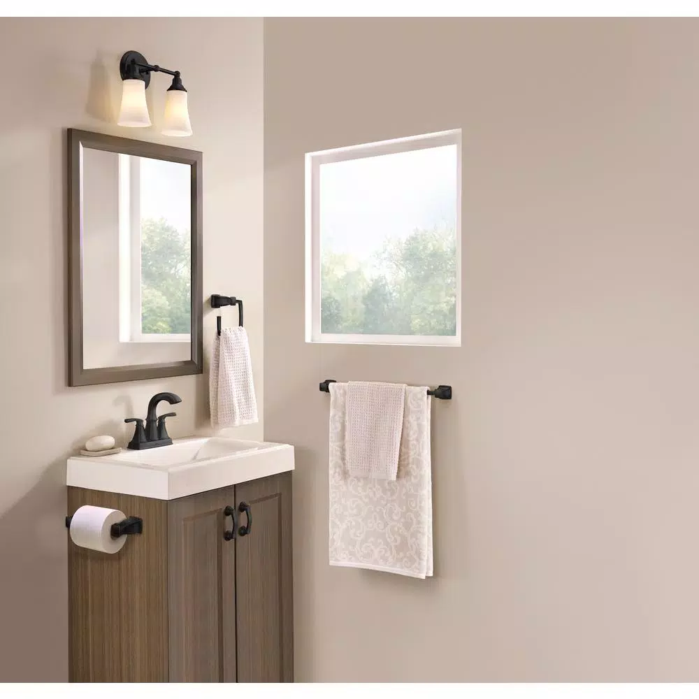 Moen Hensley 3-Piece Matte Black Bath Hardware Set with 24 in. Towel Bar, Paper Holder, and Towel Ring