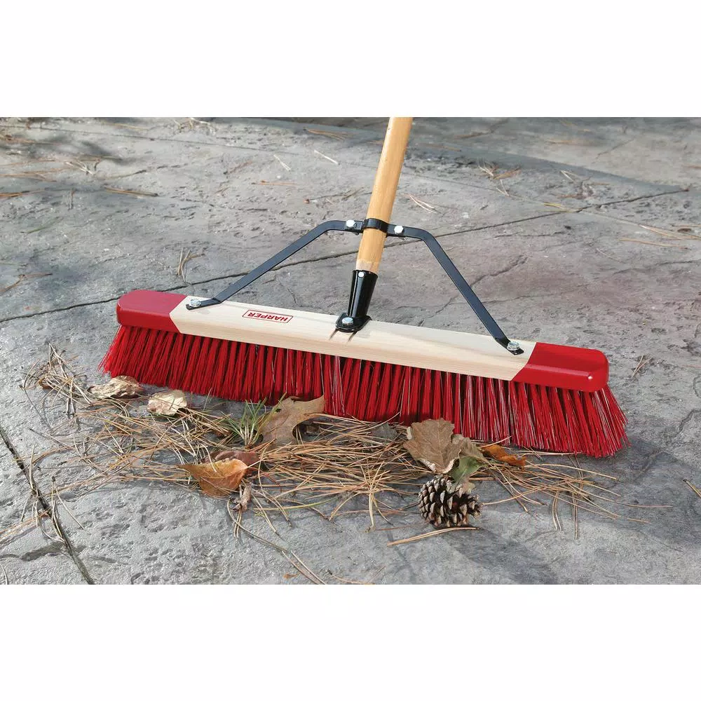 Harper 24 in. Outdoor Push Broom with 60 in. Lacquered Hardwood Handle