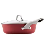 Ayesha Curry Home Collection 3 Qt. Aluminum Nonstick Saute Pan with Glass Lid, Sienna Red thumbnail 3