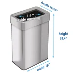 iTouchless 18 Gal. Stainless Steel Slim Open Top Commercial Trash Can with Dual Odor Filters thumbnail 6