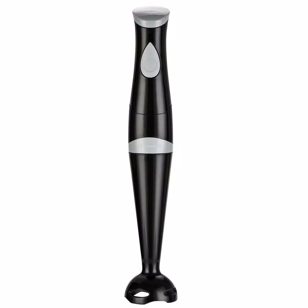 Continental Electric 150W Single Speed Black Immersion Hand Blender with Stainless Steel Blades