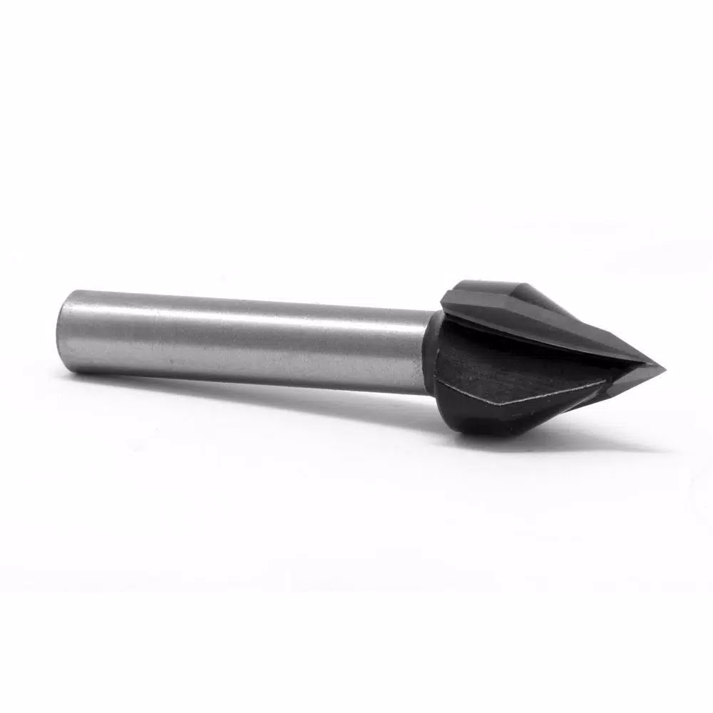 WEN 1/2 in. V-Groove Carbide Tipped Router Bit, 1/4 in. Shank