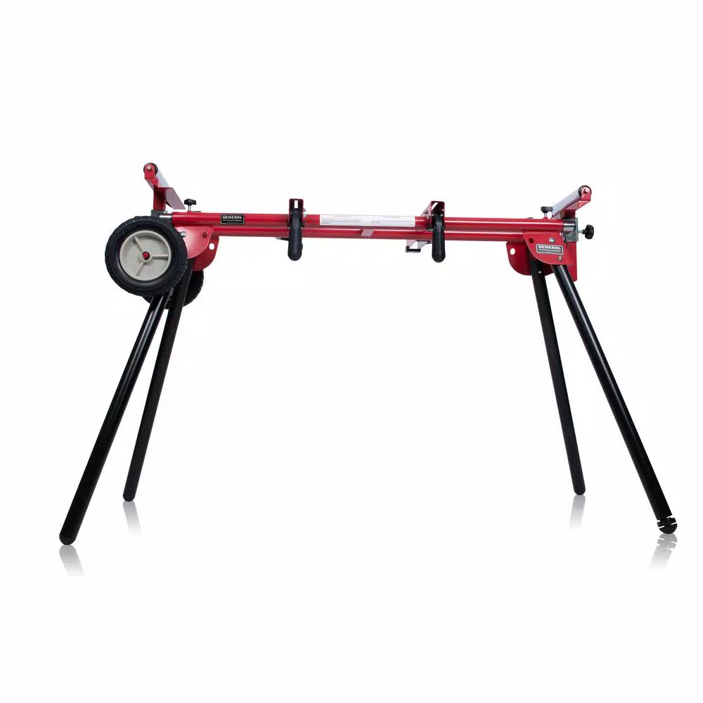 General International MS3102 Miter Saw Stand with Solid Tires and Adjustable Extensions