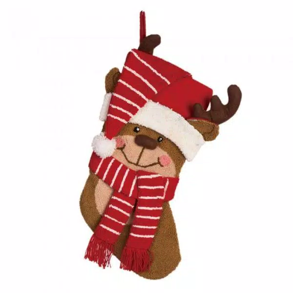 Glitzhome 19 in. 3D Hooked Penguin and Reindeer Christmas Stocking Set of 2