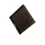 Abigails Brown Wooden Lacquer Square Serving Tray with Basket Weave Pattern, 17.75 in. thumbnail 2