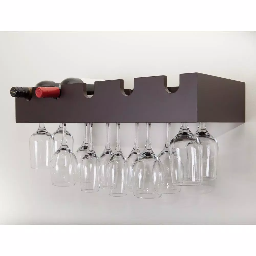 Kiera Grace Kieragrace Ellington Espresso Wall Mounted Wine Rack & Glass Holder