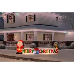 Home Accents Holiday 12 ft Airblown Inflatables Merry Christmas Sign Scene with Santa, Elf, and Presents thumbnail 2
