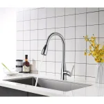Vanity Art Chrome Single-Handle Pull-Down Kitchen Faucet with 360 Degree Swivel Spout thumbnail 2