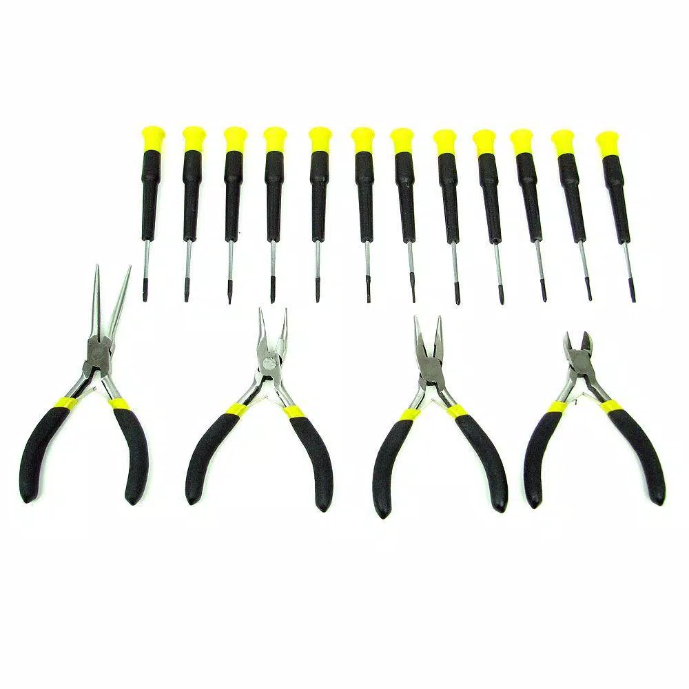 Stalwart Precision Jewelers Tool Set, 17-Piece Electronics Repair Kit with Magnetic Screwdrivers and Pliers