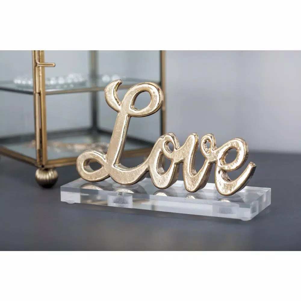 LITTON LANE Modern Gold and Silver Aluminum "Love" Letter Cut-Outs, Set of 2