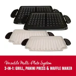 George Foreman Evolve 144 sq. in. Platinum Indoor Grill System with Ceramic and Waffle Plates thumbnail 3