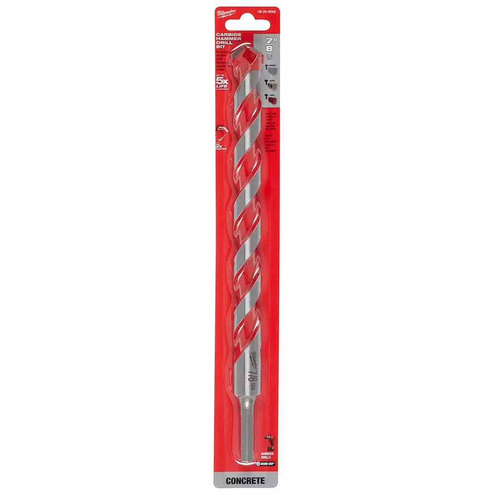 Milwaukee 7/8 in. x 12 in. Carbide Hammer Drill Bit for Concrete, Brick, and Block