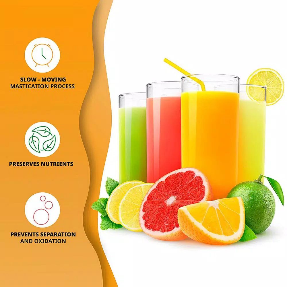 Ivation Black Masticating Electric Juicer with Stainless Steel and Ceramic Spiral Auger