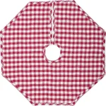 VHC Brands Emmie 21 in. Red Patchwork Christmas Tree Skirt - Hand-Quilted Cotton Farmhouse Decor thumbnail 2