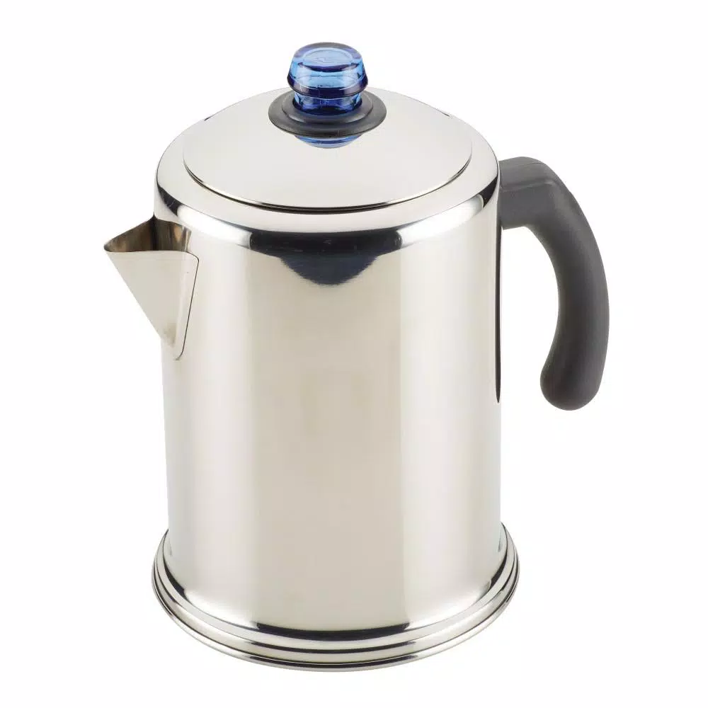Farberware Classic 12-Cup Stainless Steel Stovetop Coffee Percolator with Blue Glass Knob