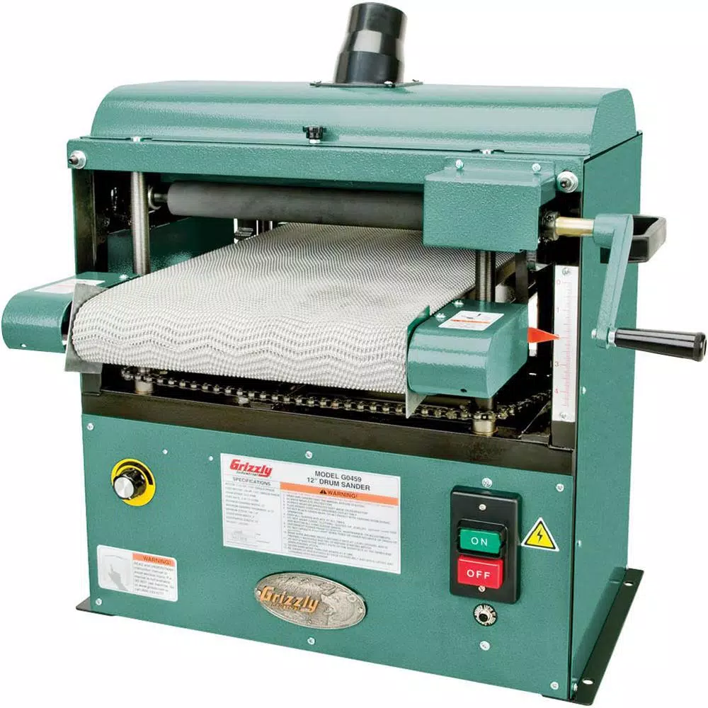 Grizzly Industrial 12 in. 1-1/2 HP Baby Drum Sander with Variable Speed Conveyor