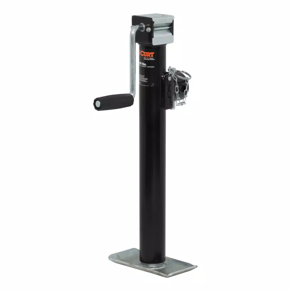 CURT Pipe-Mount Swivel Trailer Jack with Side Handle, 2,000 lbs. Capacity, 15 in. Travel