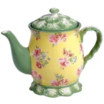 Certified International English Garden 38 oz. 3-Cup Multicolored Earthenware Teapot thumbnail 1