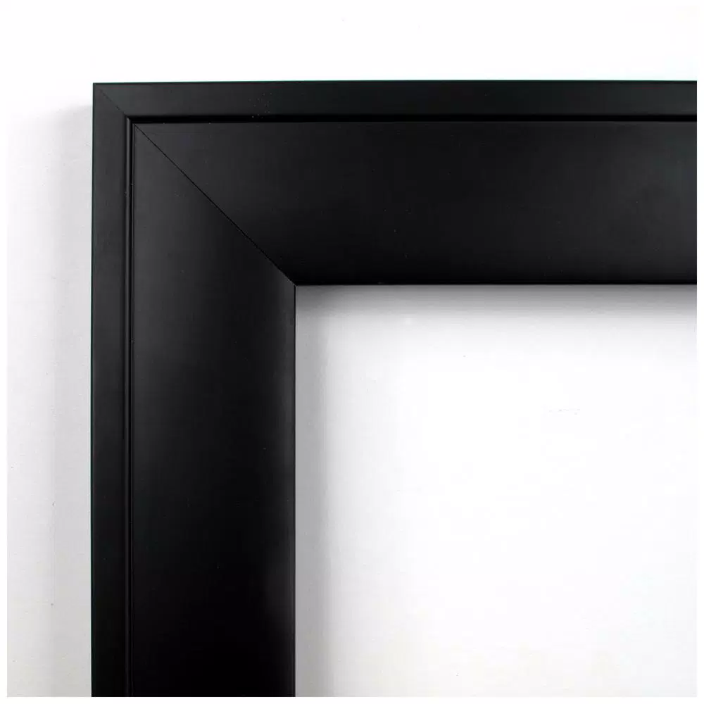 Amanti Art Nero 23 in. Square Beveled Edge Bathroom Vanity Mirror, Black Satin Wood Frame