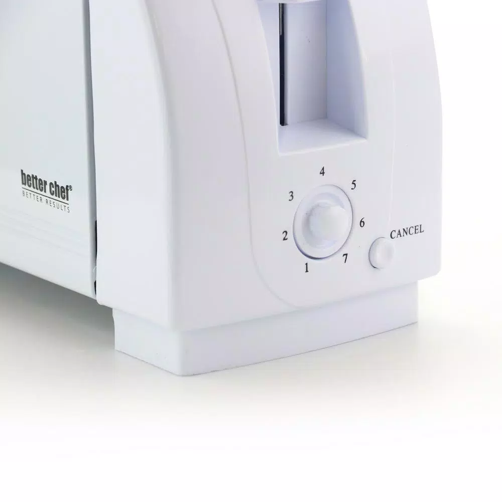 Better Chef 2-Slice White Wide Slot Toaster with Stainless Steel Housing