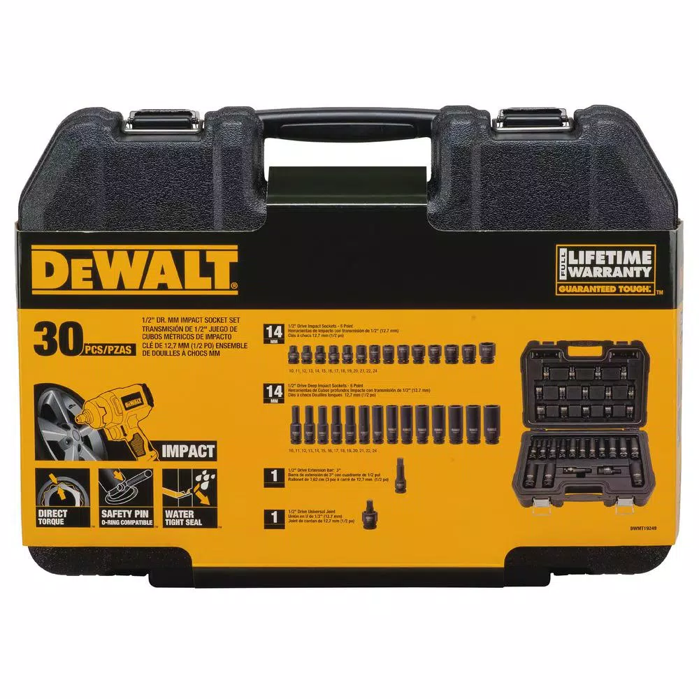 DEWALT 30-Piece 1/2 in. Drive Metric Impact Socket Set with DirectTorque Technology