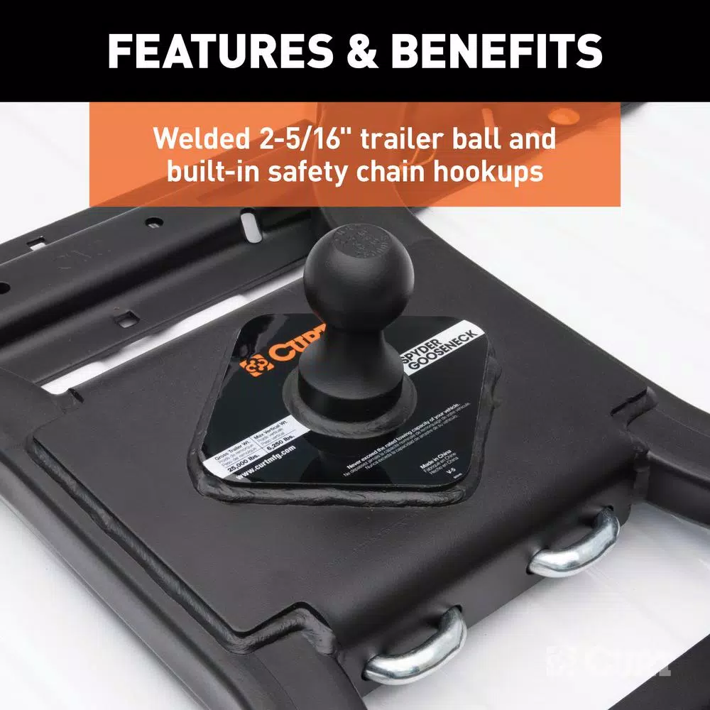CURT Spyder CURT 5th Wheel Rail Gooseneck Hitch - 2-5/16" Ball