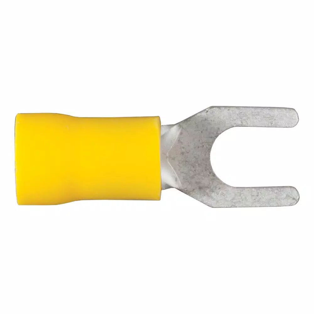 CURT Spade Wire Terminals, 12-10 Gauge, #10 Stud Size, Yellow, 100-Pack