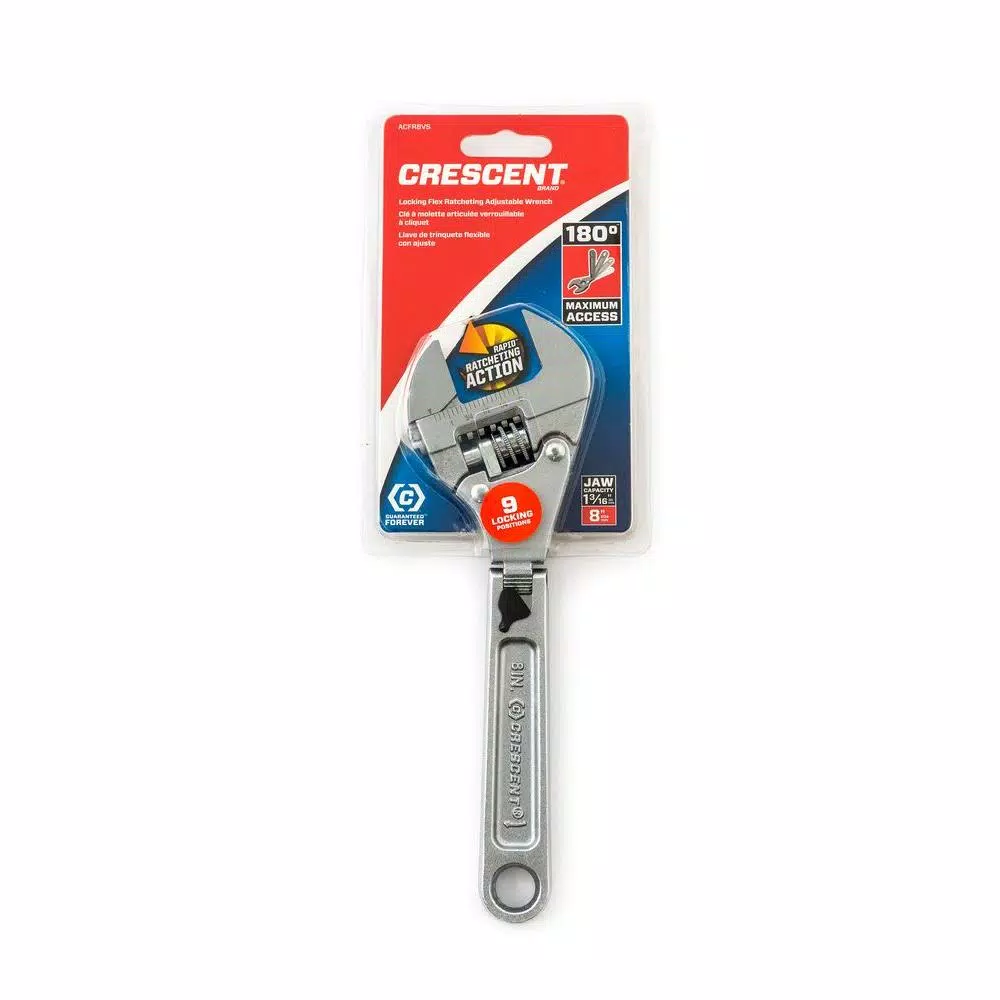 Crescent 8 in. Ratcheting Flex Adjustable Wrench with 180° Pivoting Handle