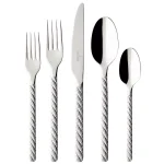 Villeroy & Boch Montauk 5-Piece 18/10 Stainless Steel Flatware Set, Coastal Rope Twist Design, Service for 1 thumbnail 1