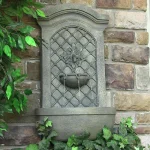 Sunnydaze Decor Rosette Resin French Limestone Solar Outdoor Wall Fountain thumbnail 4