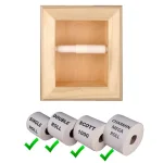 Unbranded Newton Recessed Toilet Paper Holder, Solid Pine Wood with Bevel Frame, Unfinished thumbnail 3