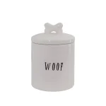 3R Studios Woof Metal Pet Toy and Food Storage Canisters with Bone Shaped Wood Handle, 2-Piece Set thumbnail 1