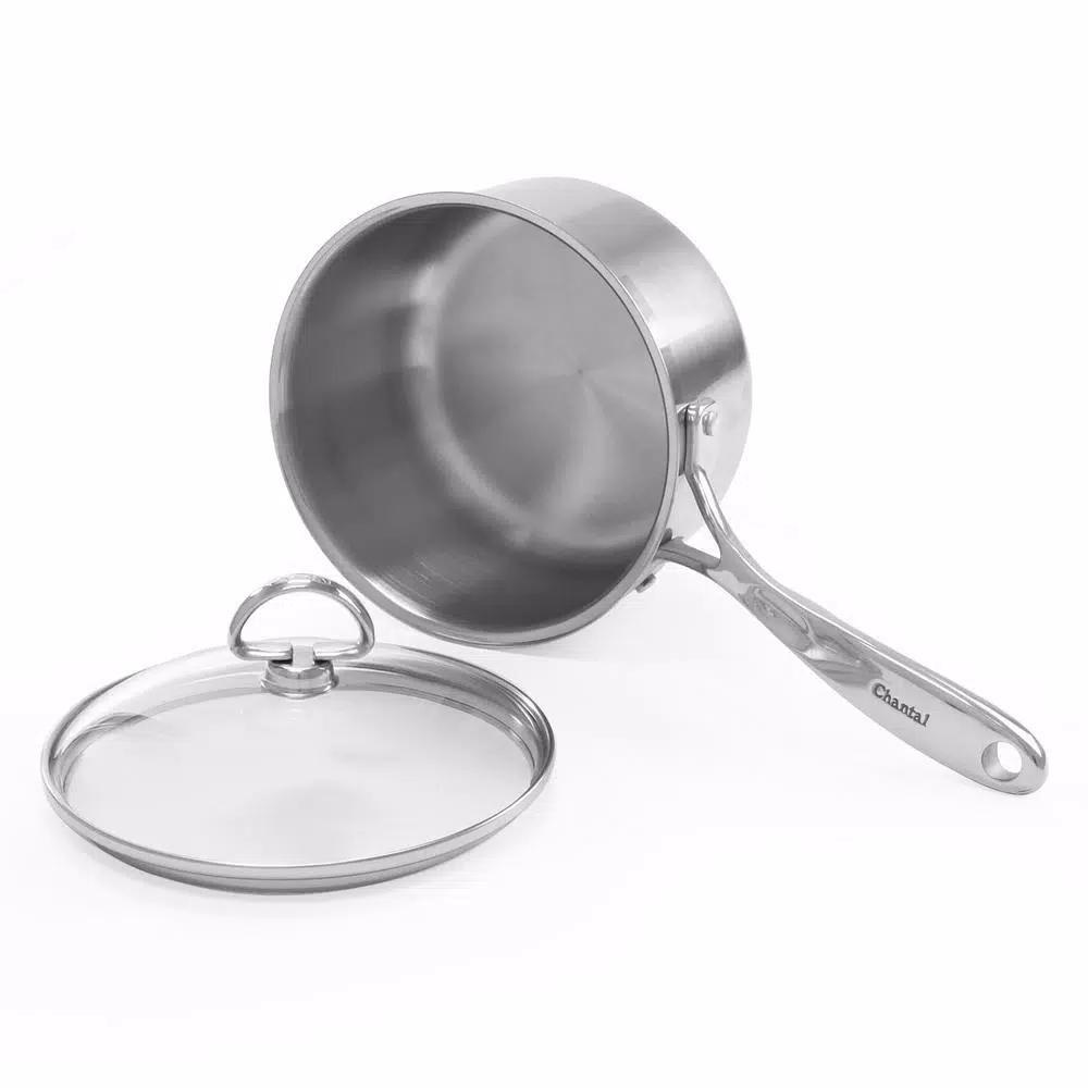 Chantal Induction 21 Steel 2 Qt. Stainless Steel Saucepan with Glass Lid, Brushed Finish