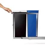 simplehuman 35-Liter Commercial-Grade Under-Counter Pull-Out Dual Recycling Trash Can, Stainless Steel thumbnail 3