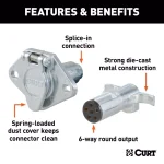 CURT 6-Way Round Trailer Connector Plug & Socket Kit thumbnail 4