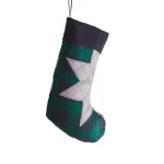 Country Living Christmas Carol 17.5 in. Navy and Green Plaid Microfiber Christmas Stocking with Star Applique thumbnail 1