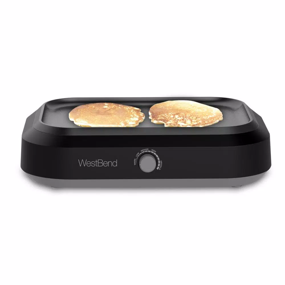 West Bend 5 Qt. Silver Non-Stick Versatility Slow Cooker with Griddle Base, Travel Lid and Thermal Tote