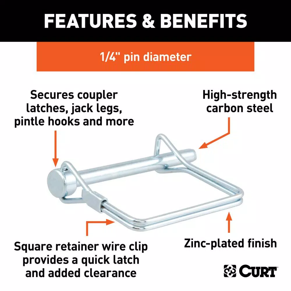 CURT 1/4 in. x 2-3/4 in. Safety Pin, High-Strength Carbon Steel