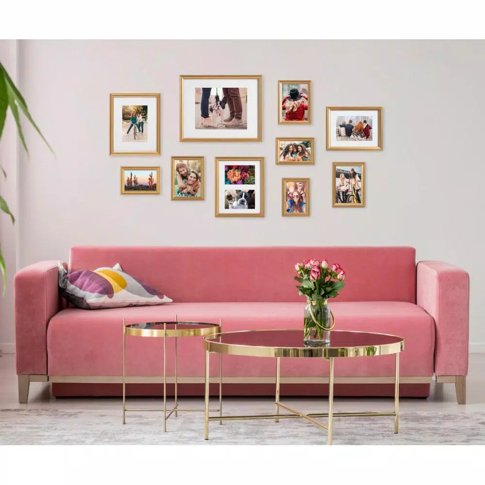Kate and Laurel Adlynn Gold Gallery Wall Picture Frame Set, 10-Piece Glam Decor