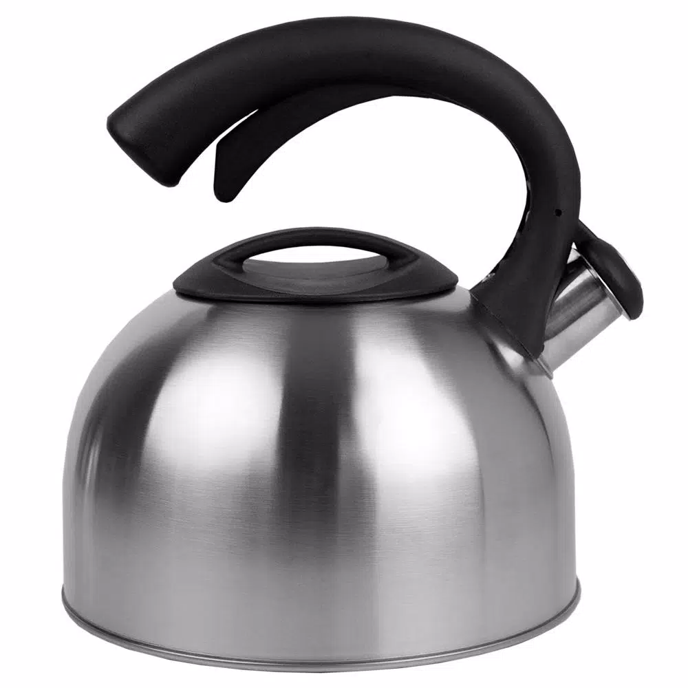 Home Basics 10.5-Cup Stainless Steel Whistling Tea Kettle, Silver