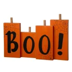 Glitzhome 20 in. Halloween Wooden BOO Standing Decor with Orange Pumpkin Design thumbnail 3