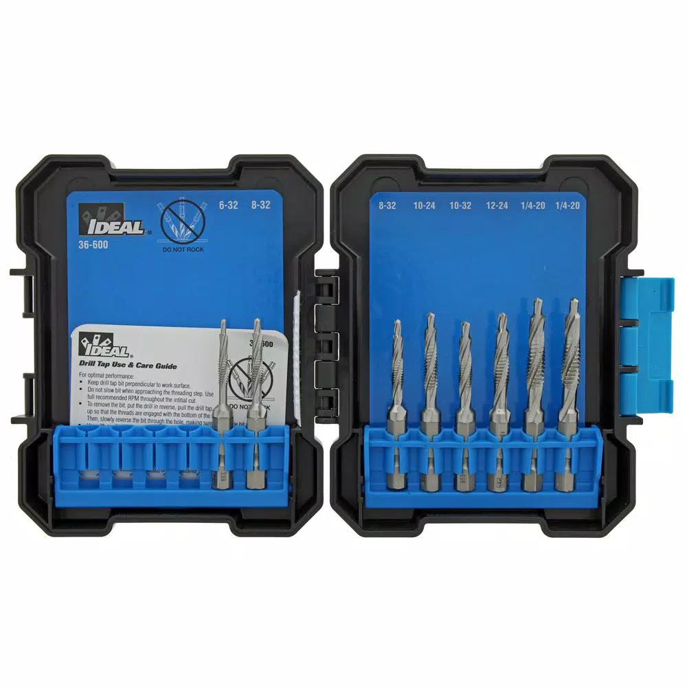Ideal 6-Piece HSS Combination Drill/Tap Kit with Hex Shank
